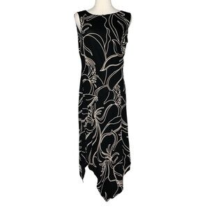 Citrine Black Floral Print Handkerchief Hem Maxi Dress Whimsigoth Boho Twee